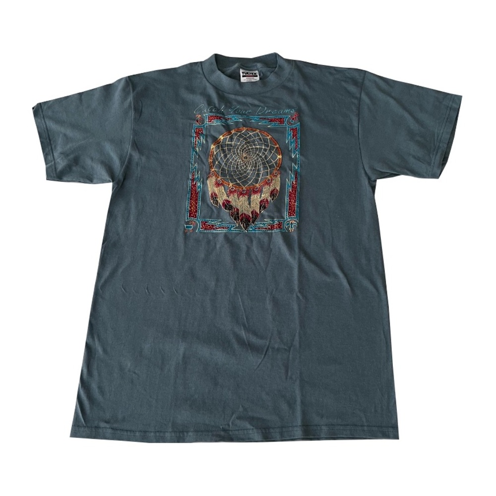 Vintage 90s Dreamcatcher Hand Painted Green T-Shirt